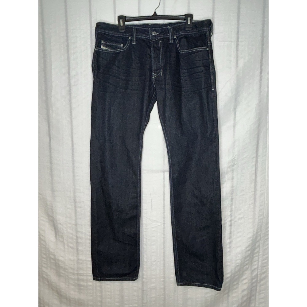 Diesel Jeans Safado Mens 36x32 Dark Blue Slim Straight Button Fly Casual USA